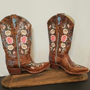 Macie Bean Tan and Blue Western Boots